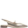 CLARKS WOMENS LOW HEEL SLING BACK SANDAL - CHAMPAGNE METALLIC